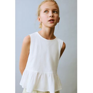 Top din bumbac cu volan peplum