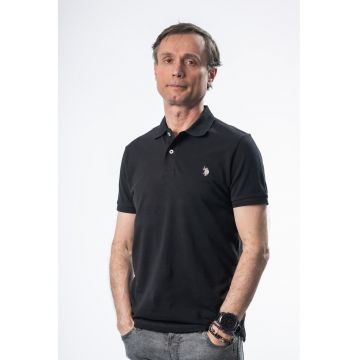 Tricou barbati guler si maneca scurta - negru