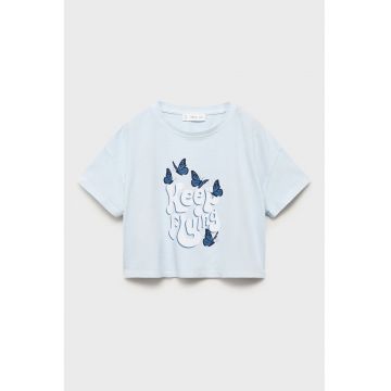 Tricou crop cu decolteu la baza gatului
