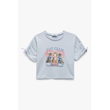 Tricou crop cu imprimeu