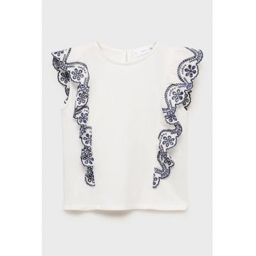 Tricou cu broderie contrastanta