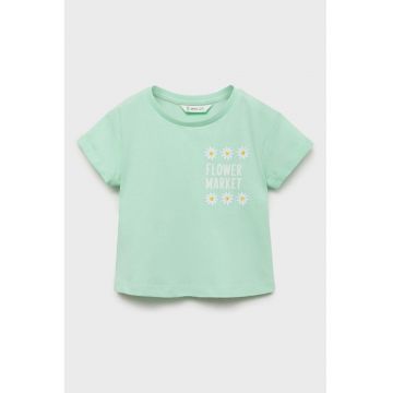 Tricou cu decolteu la baza gatului - cu imprimeu floral