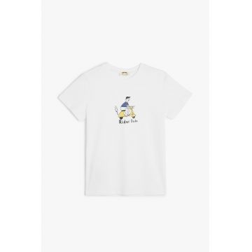Tricou cu decolteu la baza gatului si imprimeu