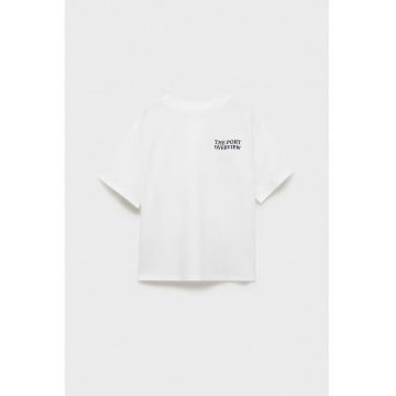 Tricou cu decolteu la baza gatului si imprimeu grafic