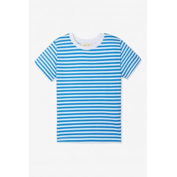 Tricou cu decolteu la baza gatului si model in dungi