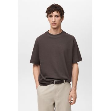 Tricou cu decolteu la baza gatului si model uni