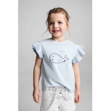 Tricou cu imprimeu si volan