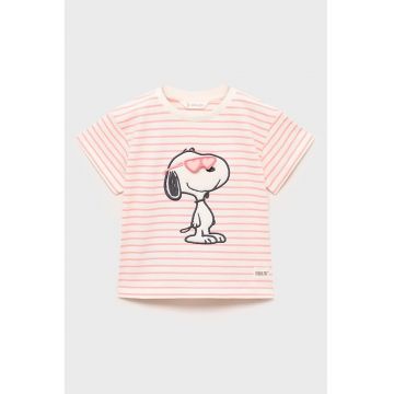 Tricou cu imprimeu Snoopy si dungi