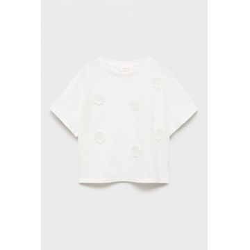 Tricou de bumbac cu aplicatii florale