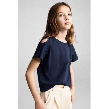 Tricou de bumbac cu decupaj pe umar