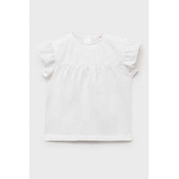 Tricou de bumbac cu detalii din dantela Sangallo