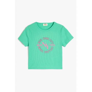 Tricou de bumbac cu imprimeu text