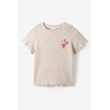 Tricou din amestec de bumbac cu decolteu la baza gatului