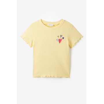 Tricou din amestec de bumbac cu decolteu la baza gatului