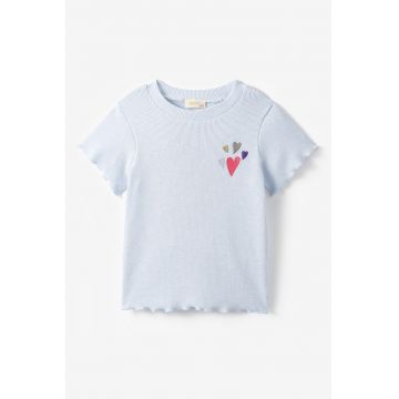 Tricou din amestec de bumbac cu decolteu la baza gatului