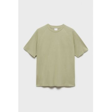 Tricou din amestec de in cu decolteu la baza gatului