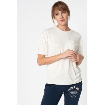 Tricou din amestec de modal cu buzunar pe piept