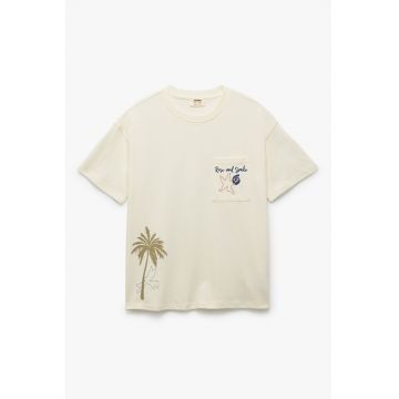 Tricou din bumbac cu buzunar pe piept