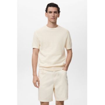 Tricou din bumbac cu decolteu la baza gatului