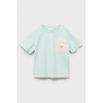 Tricou din bumbac cu decolteu la baza gatului