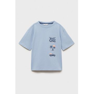 Tricou din bumbac cu decolteu la baza gatului