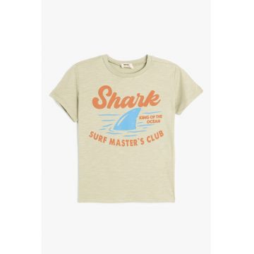 Tricou din bumbac cu decolteu la baza gatului