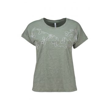 Tricou din bumbac cu detalii brodate