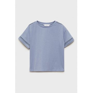 Tricou din bumbac cu detalii cu perforatii