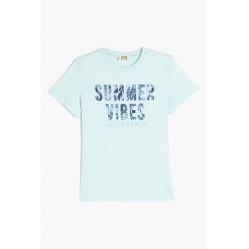 Tricou din bumbac cu imprimeu text