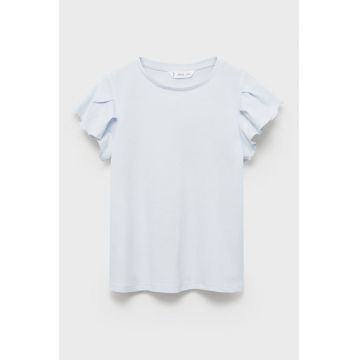 Tricou din bumbac cu maneci cu volane