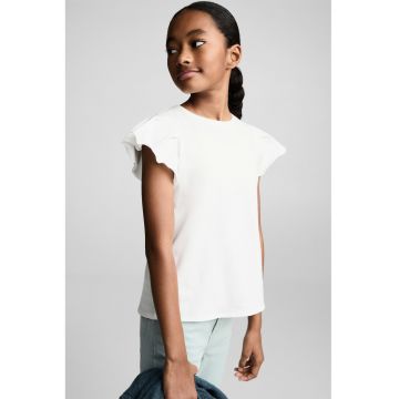 Tricou din bumbac cu maneci cu volane