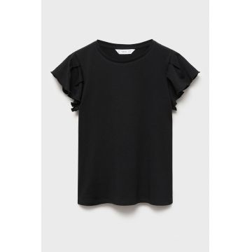 Tricou din bumbac cu maneci cu volane