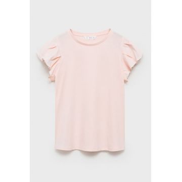 Tricou din bumbac cu maneci cu volane