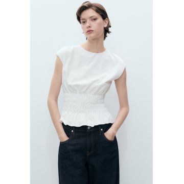 Tricou din bumbac cu segment transparent