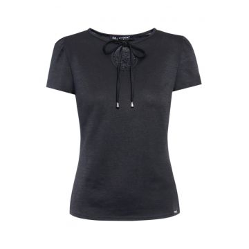 Tricou din jerseu cu detaliu decupat