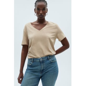 Tricou lejer de bumbac cu decolteu in V
