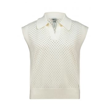 Tricou polo cu aspect perforat