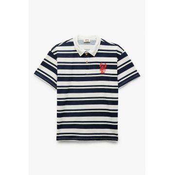 Tricou polo cu dungi si broderie