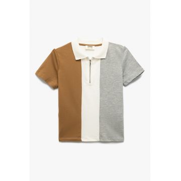 Tricou polo cu fenta cu fermoar
