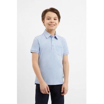 Tricou polo cu model uni si buzunar pe piept