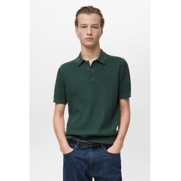 Tricou polo cu textura herringbone