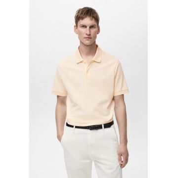 Tricou polo din bumbac cu fenta cu nasturi