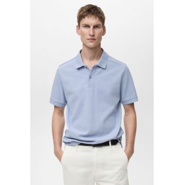 Tricou polo din bumbac cu fenta cu nasturi