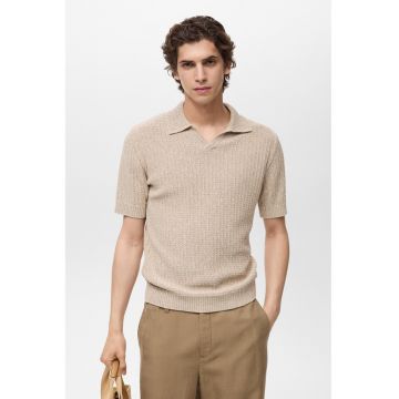 Tricou polo din bumbac cu model uni