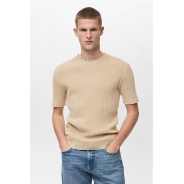 Tricou slim-fit cu aspect tricotat fin