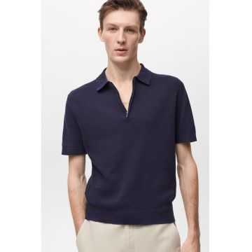 Tricou tricotat polo cu fermoar