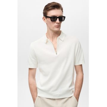 Tricou tricotat polo cu fermoar