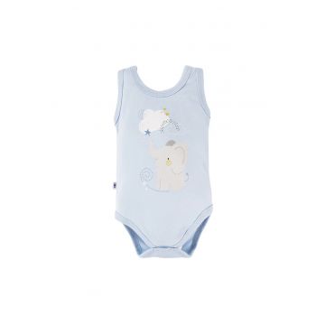 Body fara maneci cu model elefant -  - Mellow - Bleu - pentru baietei - Bleu