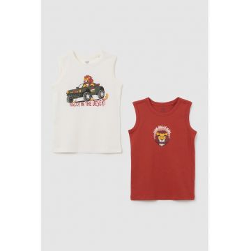 Set de top-uri din bumbac cu imprimeu - 2 piese