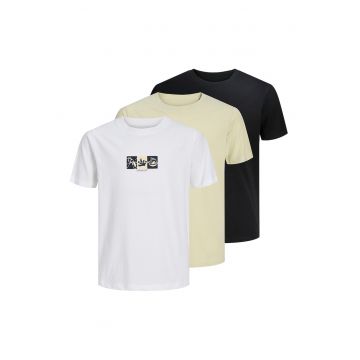 Set de tricouri din bumbac cu imprimeu grafic - 3 piese